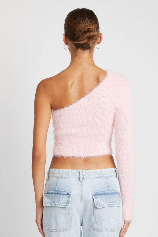 One Shoulder Fluffy Top