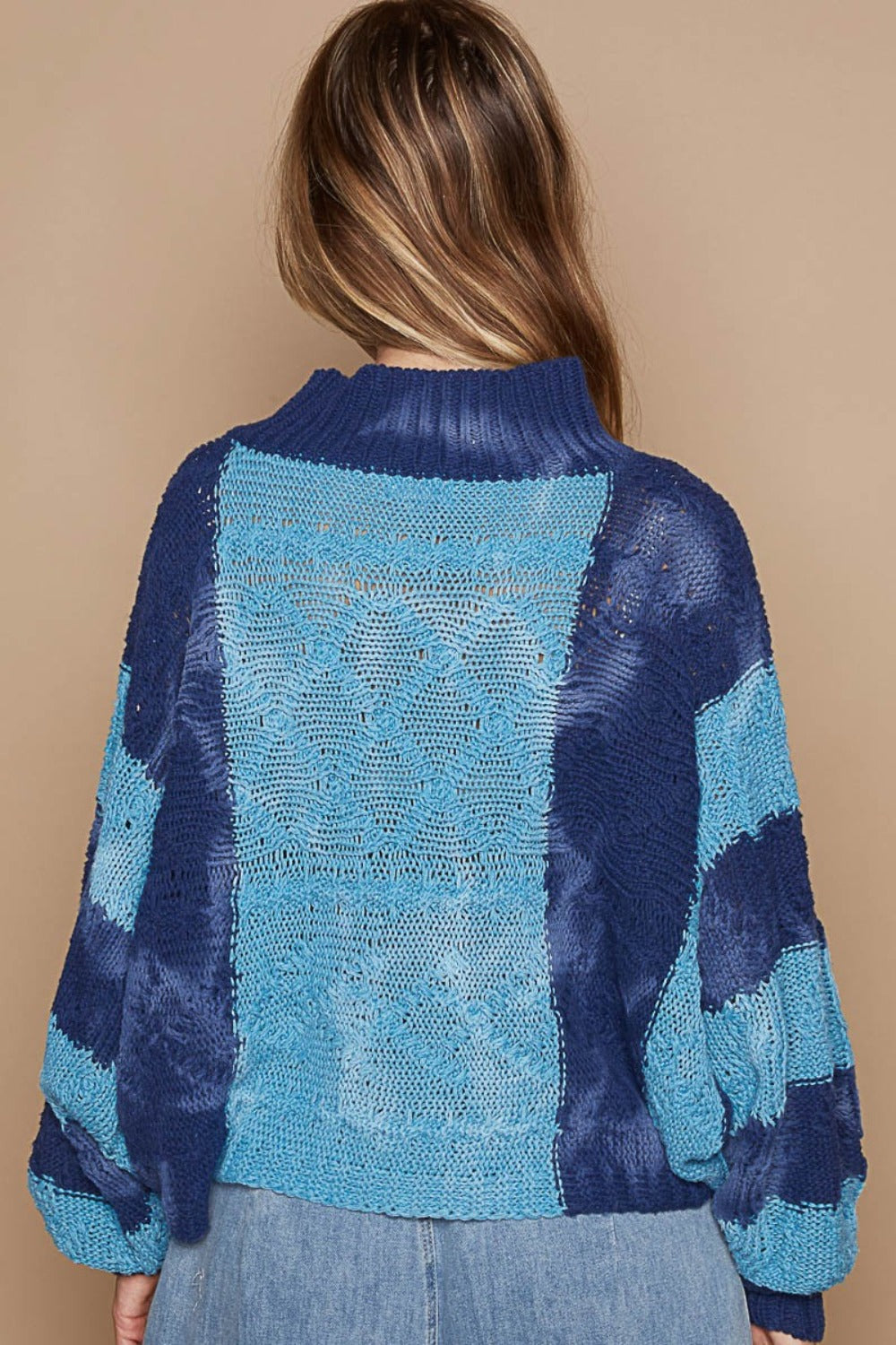 Turquoise Color Block Sweater