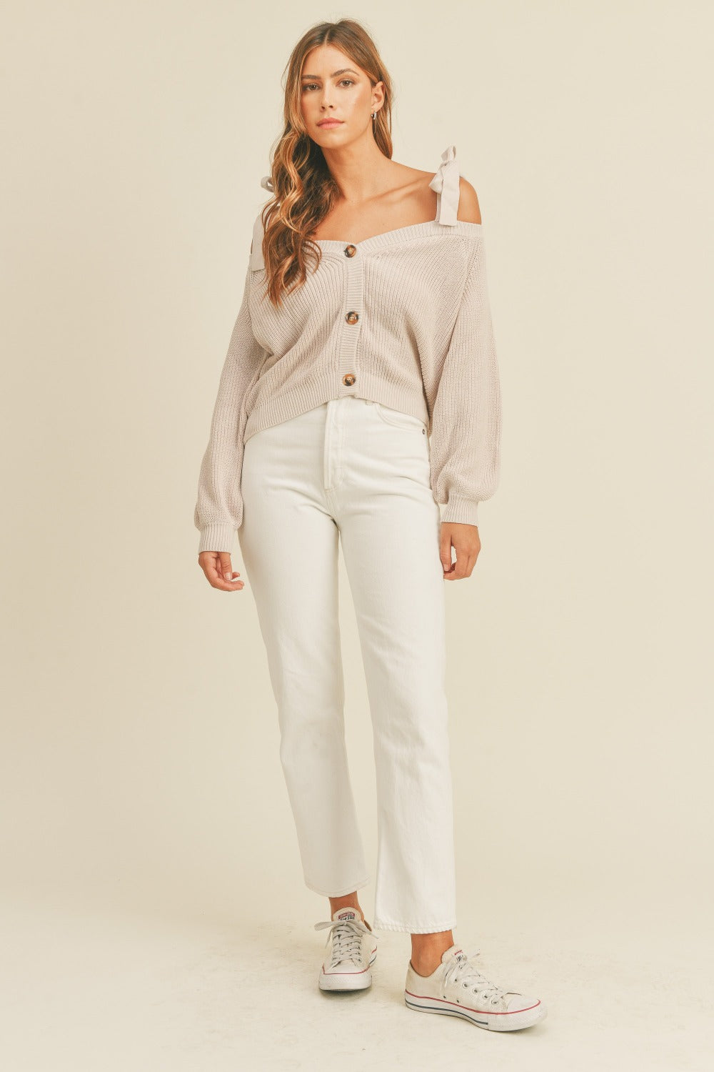 Sands Self Tie Strap Button Down Sweater