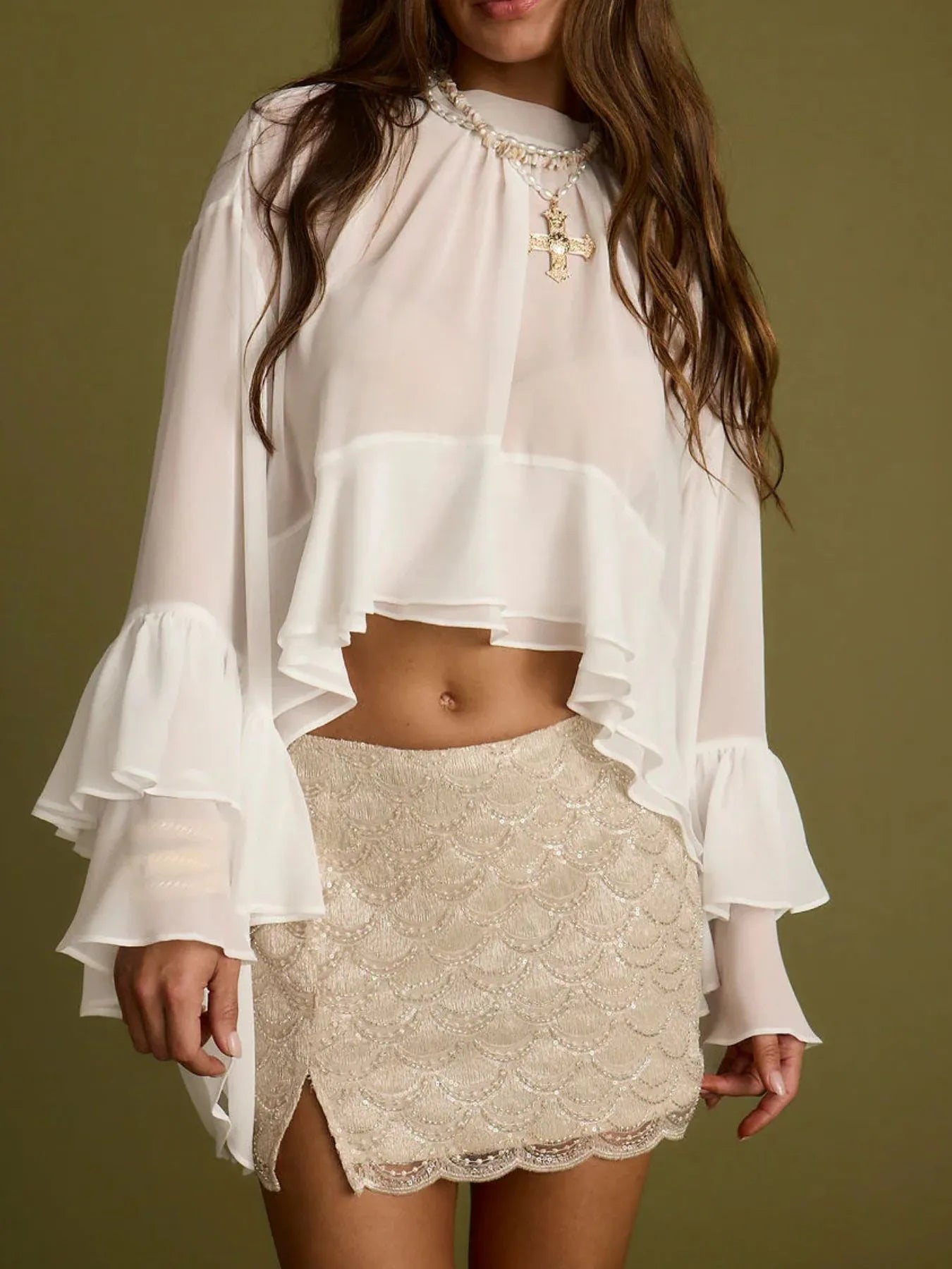 Ruffle Bell Sleeve Blouse – I Am Dusk