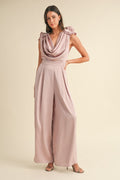 Rose Deep Cowl Neck Jumpsuit