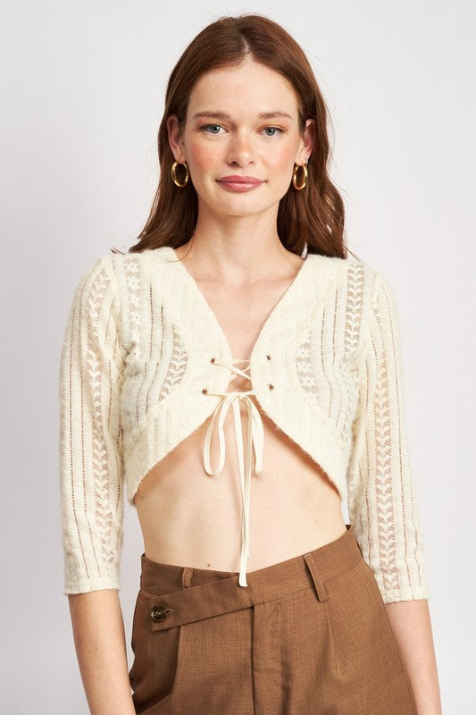 Lace Eyelet Knit Detailed Top