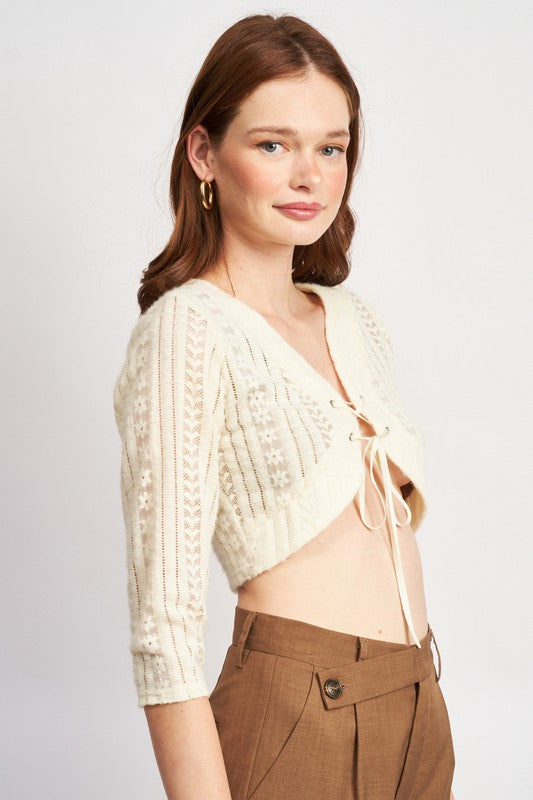 Lace Eyelet Knit Detailed Top