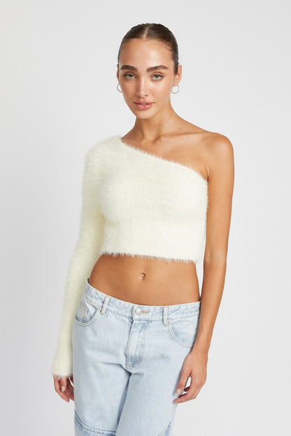 One Shoulder Fluffy Top