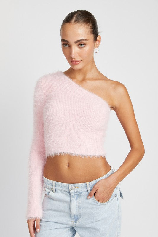 One Shoulder Fluffy Top