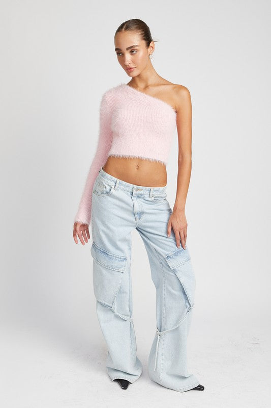 One Shoulder Fluffy Top