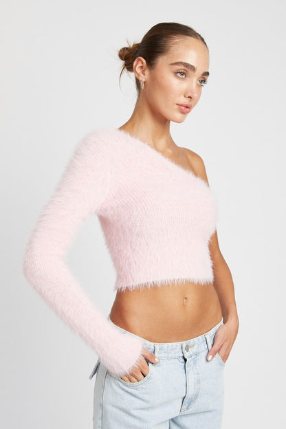 One Shoulder Fluffy Top