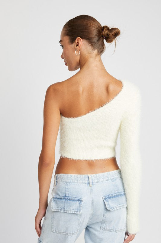 One Shoulder Fluffy Top