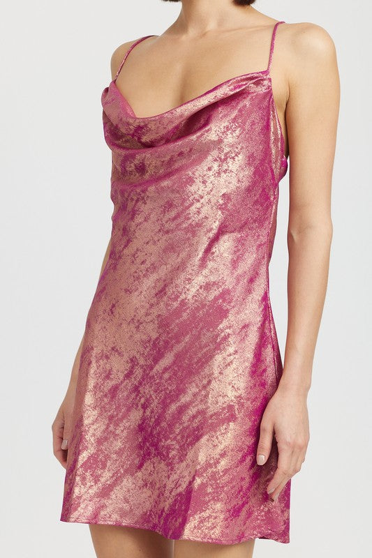 Cowl Neck Lava Print Dress
