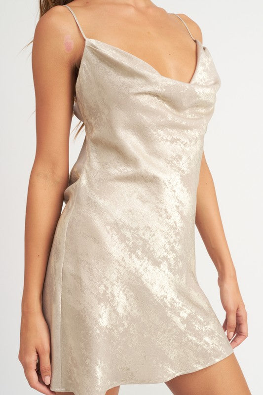 Cowl Neck Lava Print Dress