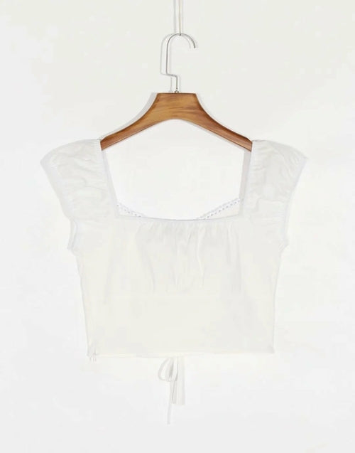 Square Neck Drawstring Tops Blosue