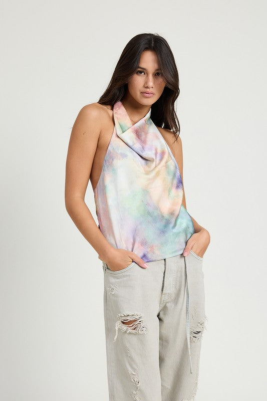 Tie Dye Cowl Neck