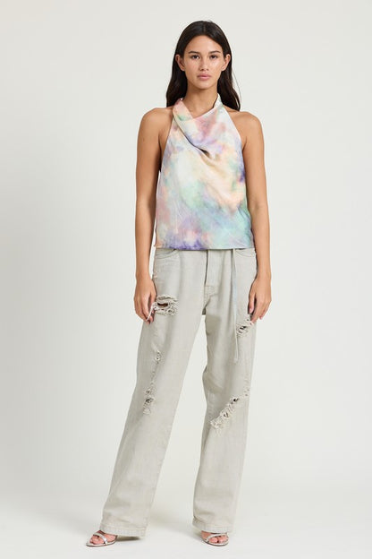 Tie Dye Cowl Neck
