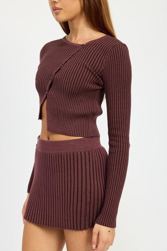 Maroon Cardigan Top