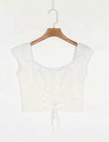 Square Neck Drawstring Tops Blosue