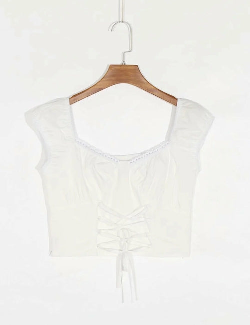 Square Neck Drawstring Tops Blosue