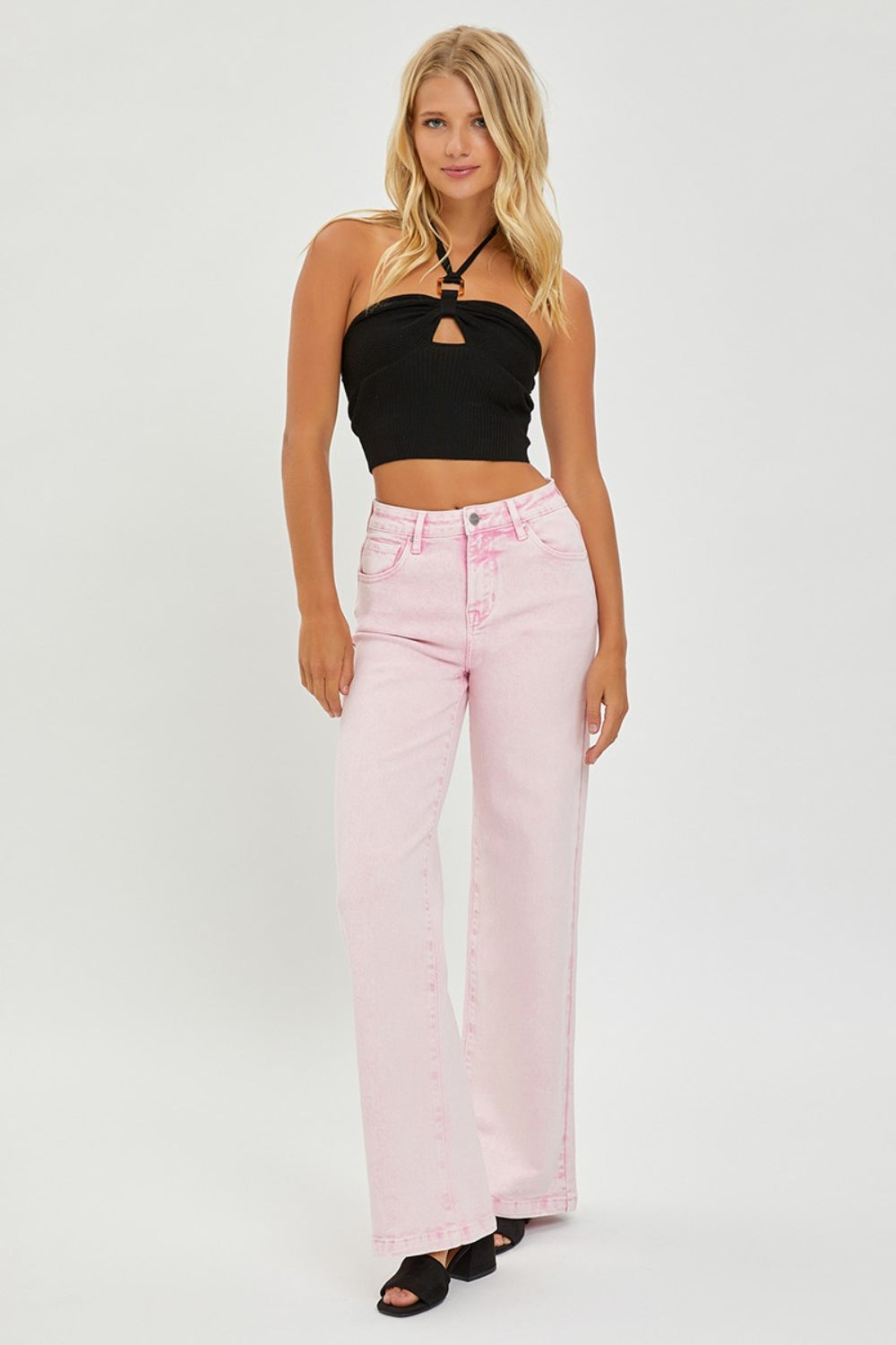 High- Rise Tummy Control Wide Leg Jeans