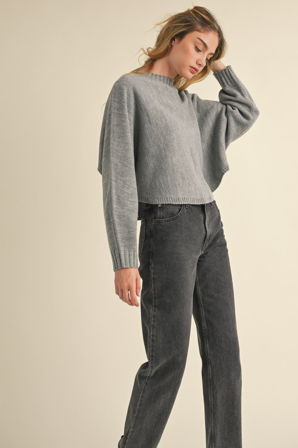 Dolman Sleeve Cropped Sweater