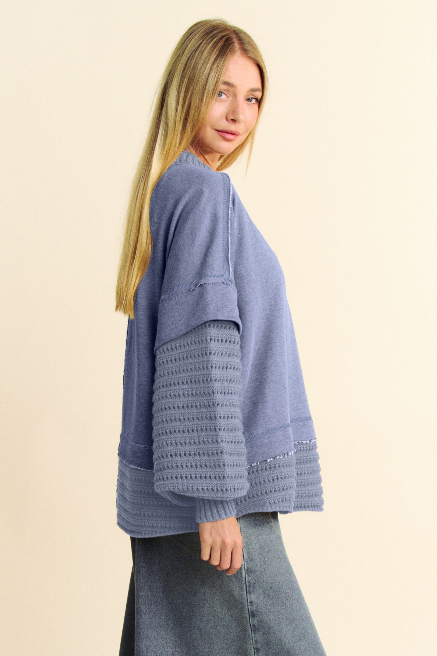 Blue Burrow Round Neck Sweater