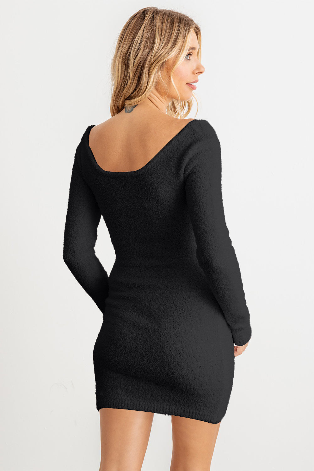 Bow Cut-Out Detail Long Sleeve Mini Dress