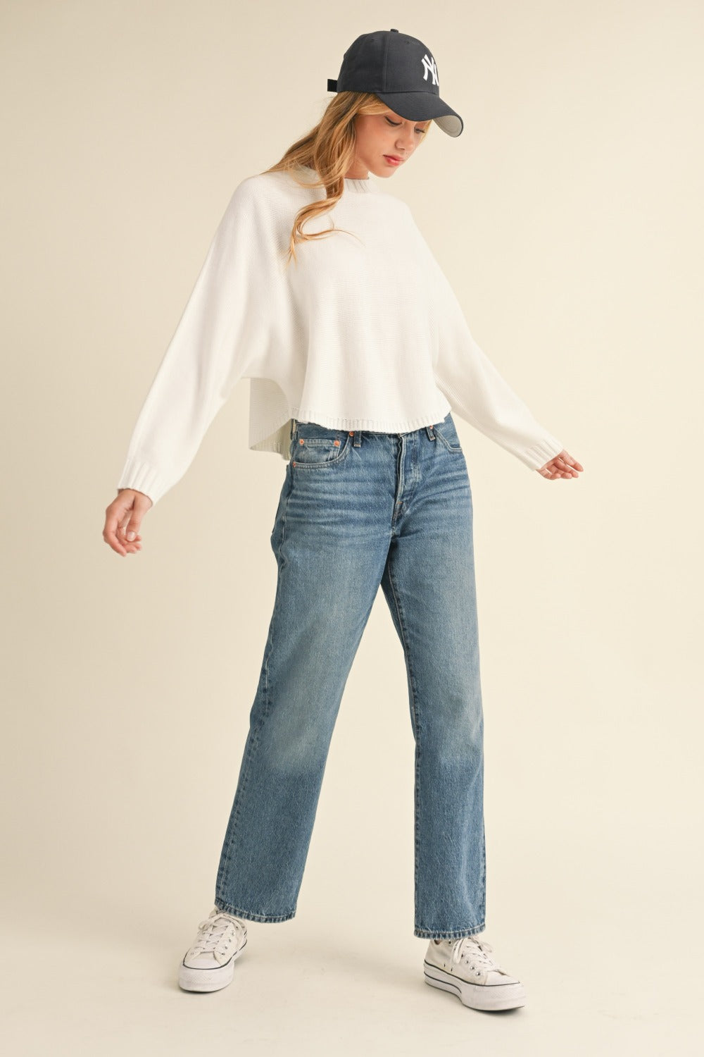 Dolman Sleeve Cropped Sweater