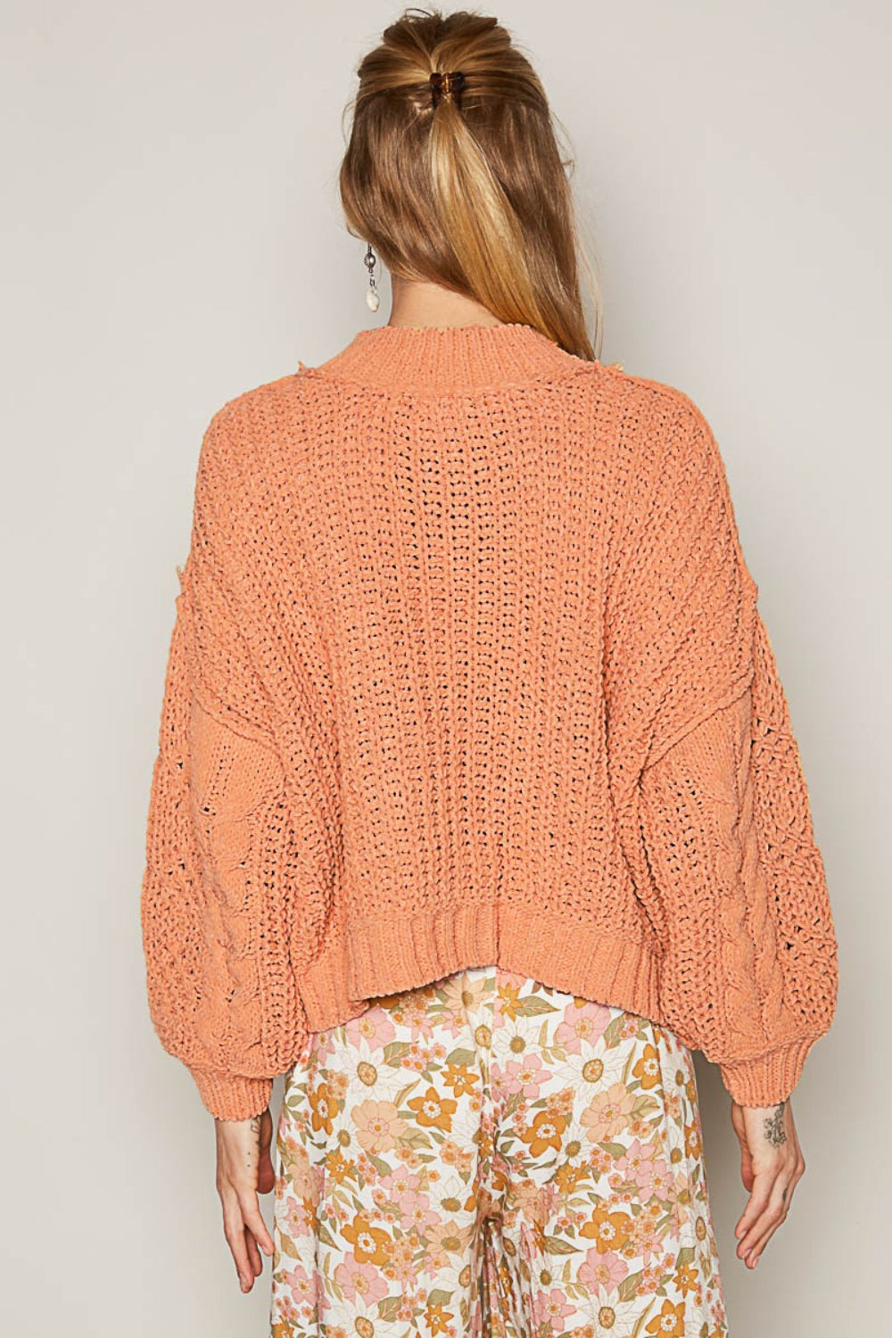 Melon Cable Knit Sweater