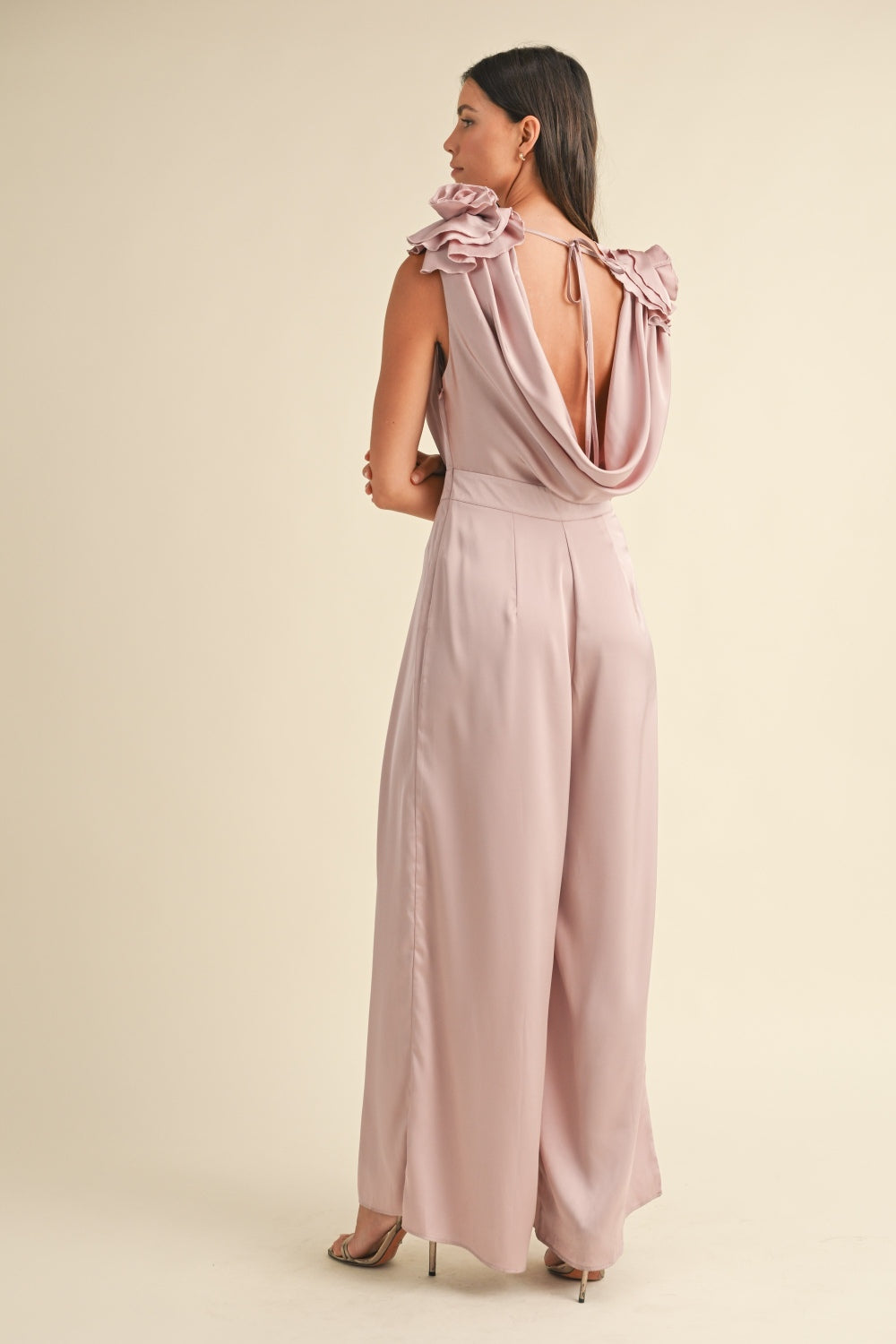 Rose Deep Cowl Neck Jumpsuit