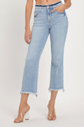 Full Size High Rise Raw Edge Crop Jeans