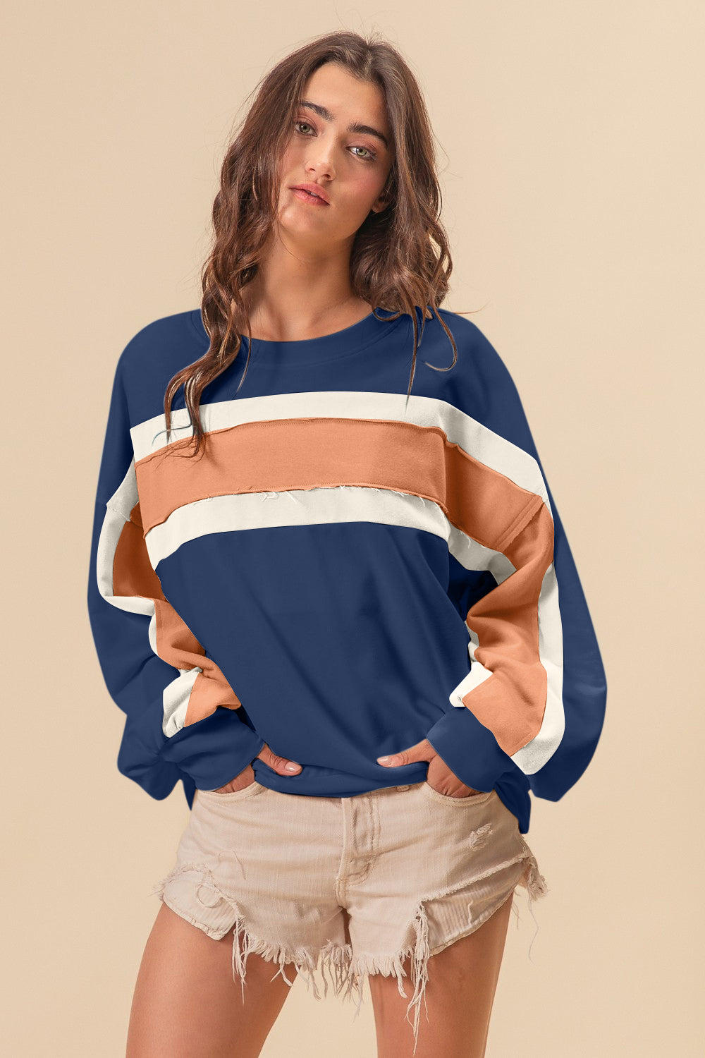 French Terry Color Edge Detail Sweatshirt