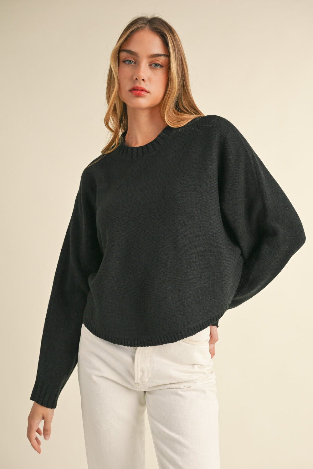 Black Dolman Sleeve Cropped Sweater I Am Dusk