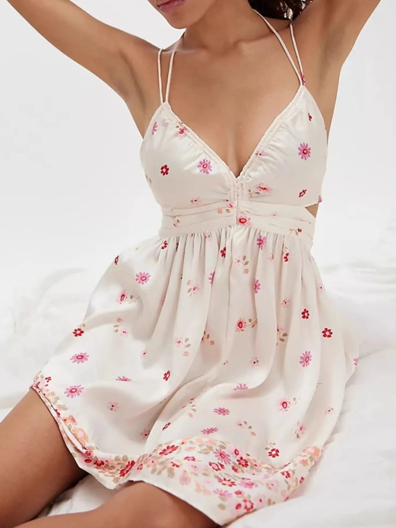 ● AND YOU ● Four Seasons Camisole Dress (Ivory Dot Print) Floral Print Cutout Cami Dress – I Am Dusk