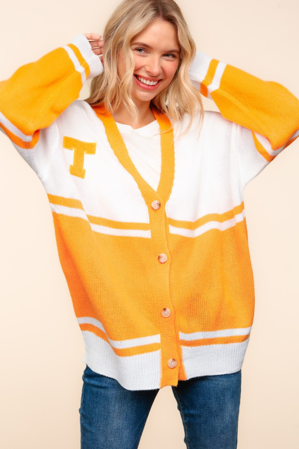 T Letter Patch Cardigan