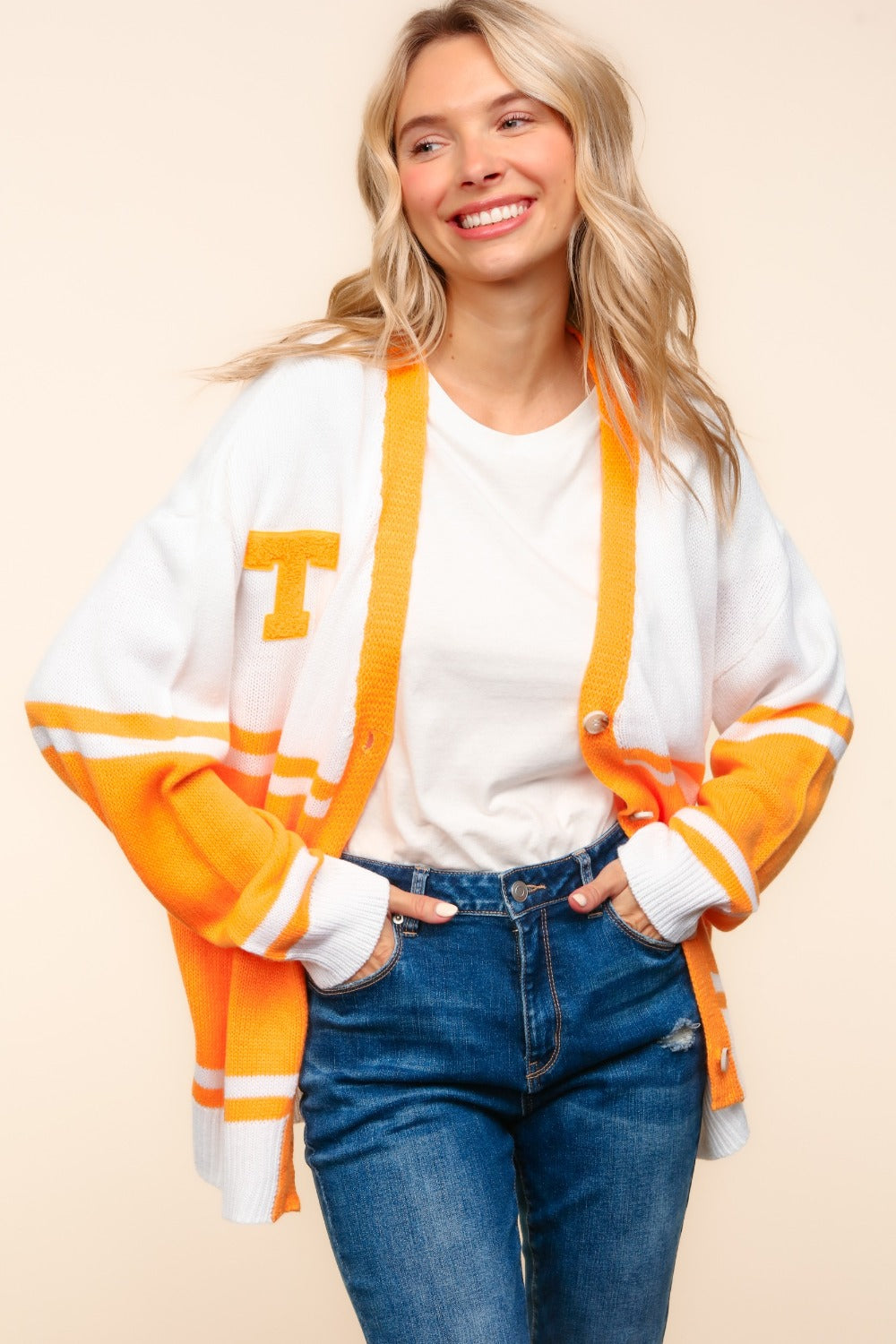 T Letter Patch Cardigan