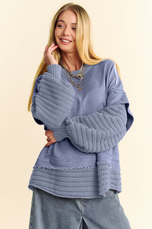 Blue Burrow Round Neck Sweater