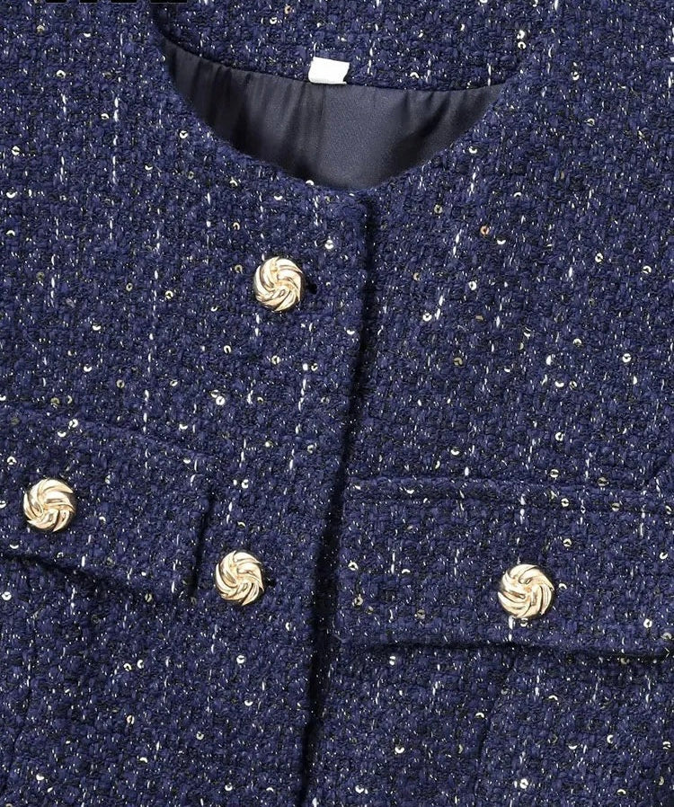 Dark Navy Tweed Vest Top