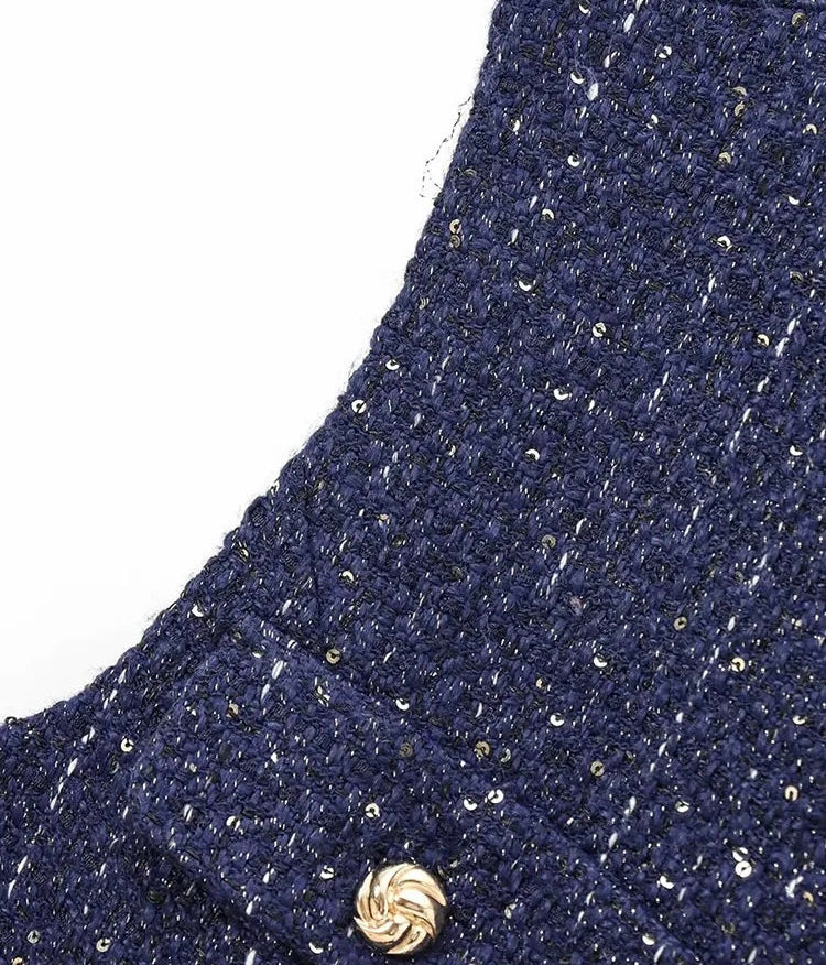 Dark Navy Tweed Vest Top