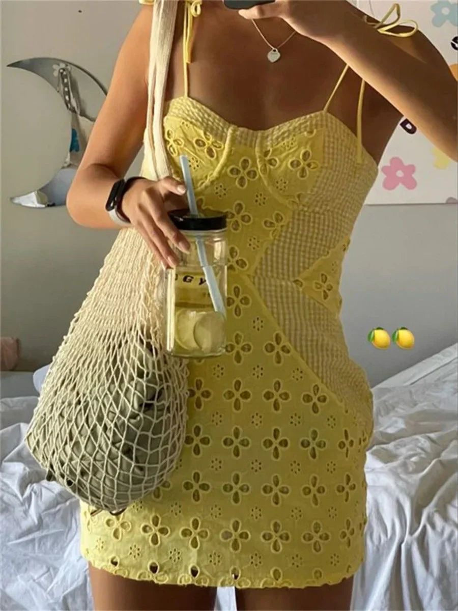 Sunny Lemon Eyelet Dress – I Am Dusk