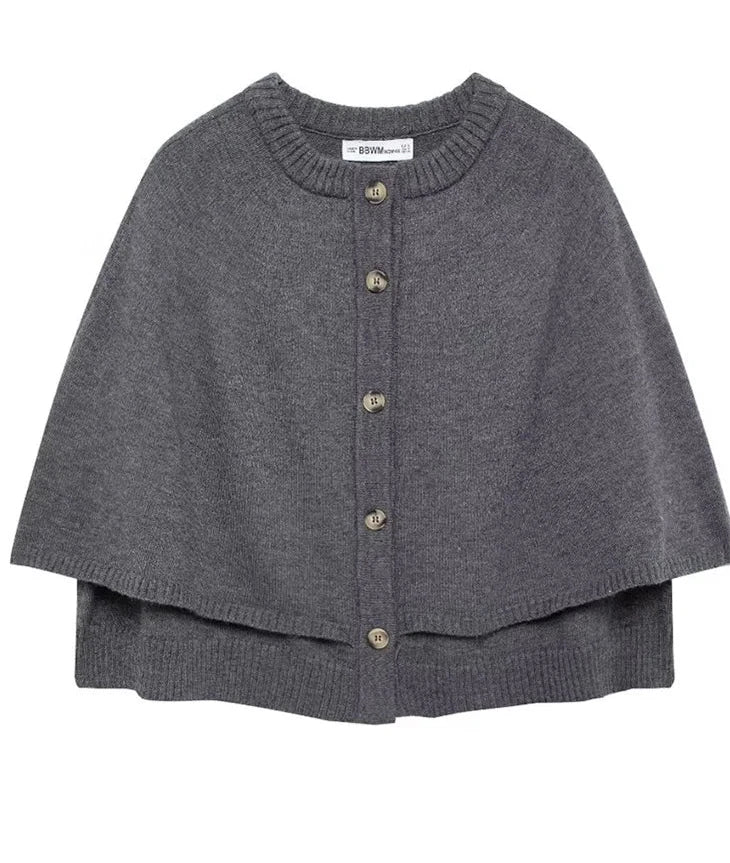 Solid Color Knitted Shawl Sweater Jacket