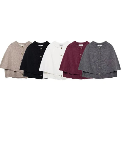 Solid Color Knitted Shawl Sweater Jacket