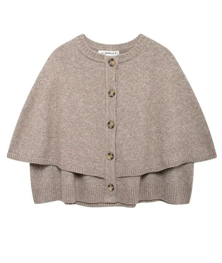 Solid Color Knitted Shawl Sweater Jacket