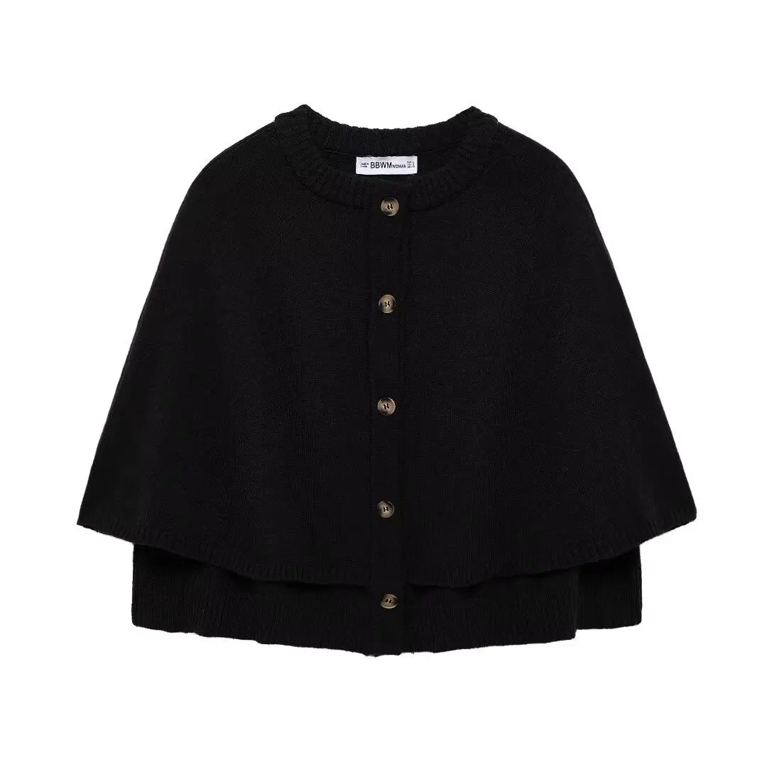 Solid Color Knitted Shawl Sweater Jacket