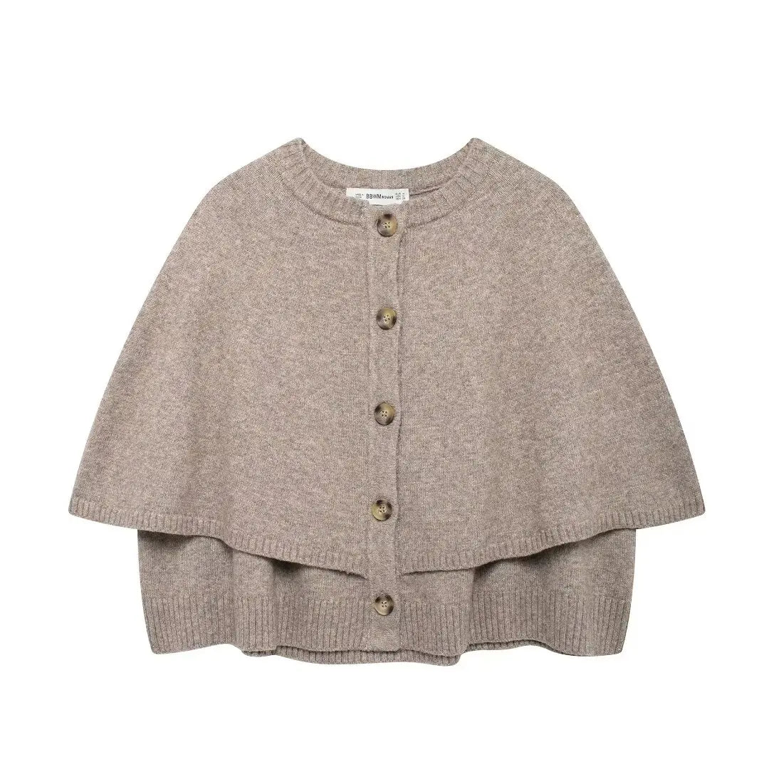 Solid Color Knitted Shawl Sweater Jacket