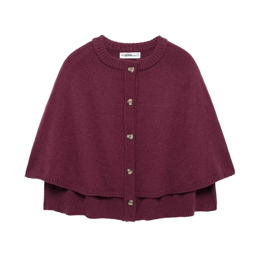 Solid Color Knitted Shawl Sweater Jacket