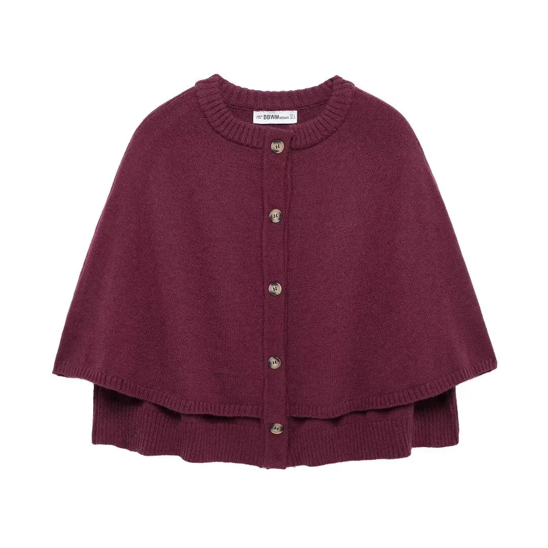 Solid Color Knitted Shawl Sweater Jacket