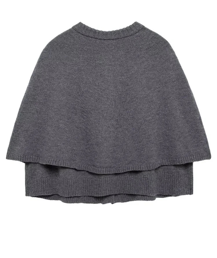 Solid Color Knitted Shawl Sweater Jacket