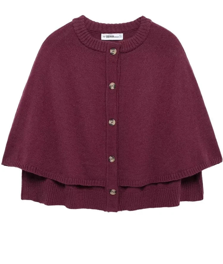 Solid Color Knitted Shawl Sweater Jacket