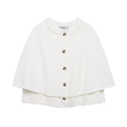 Solid Color Knitted Shawl Sweater Jacket