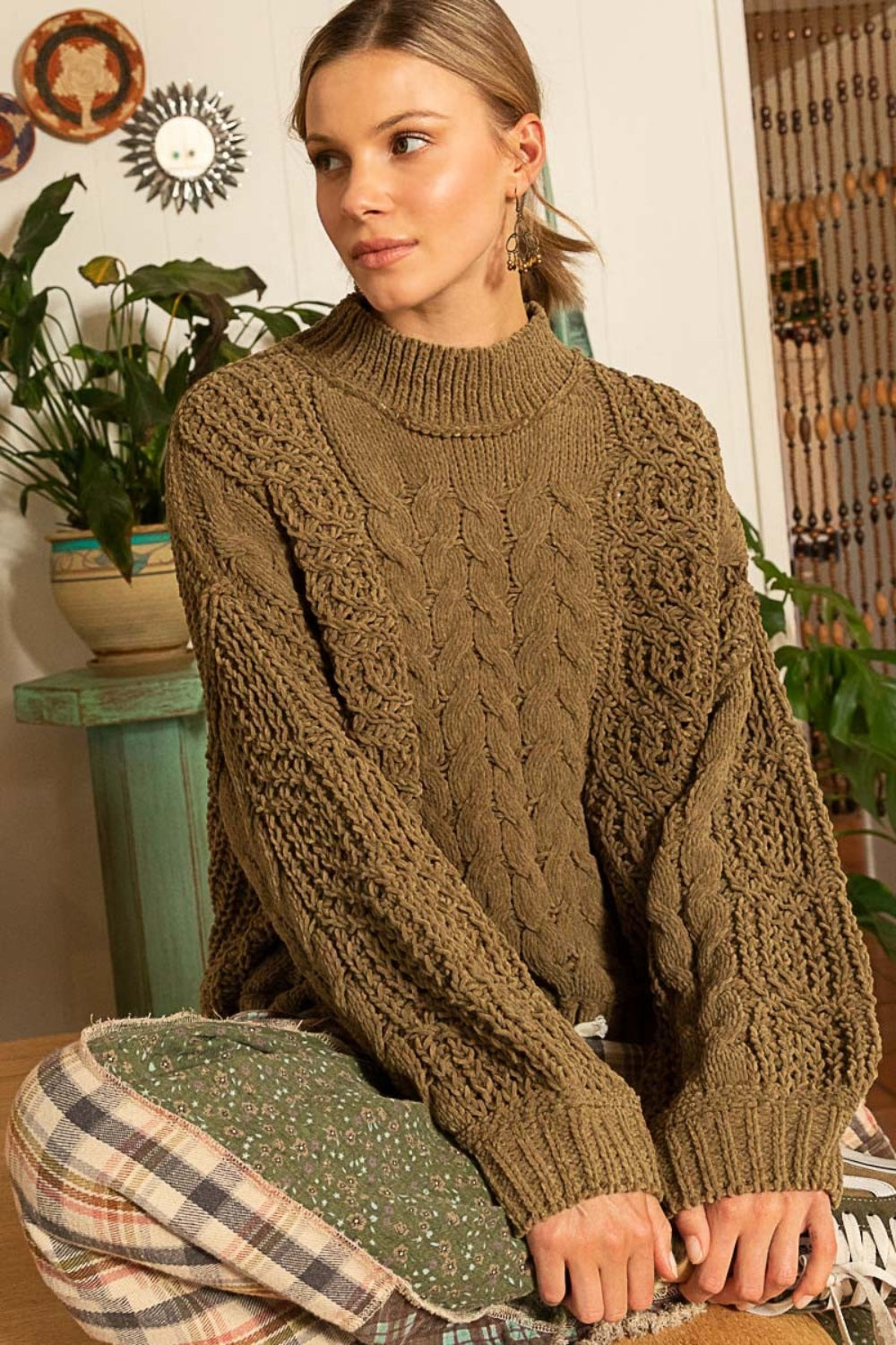 Moss Cable Knit Sweater