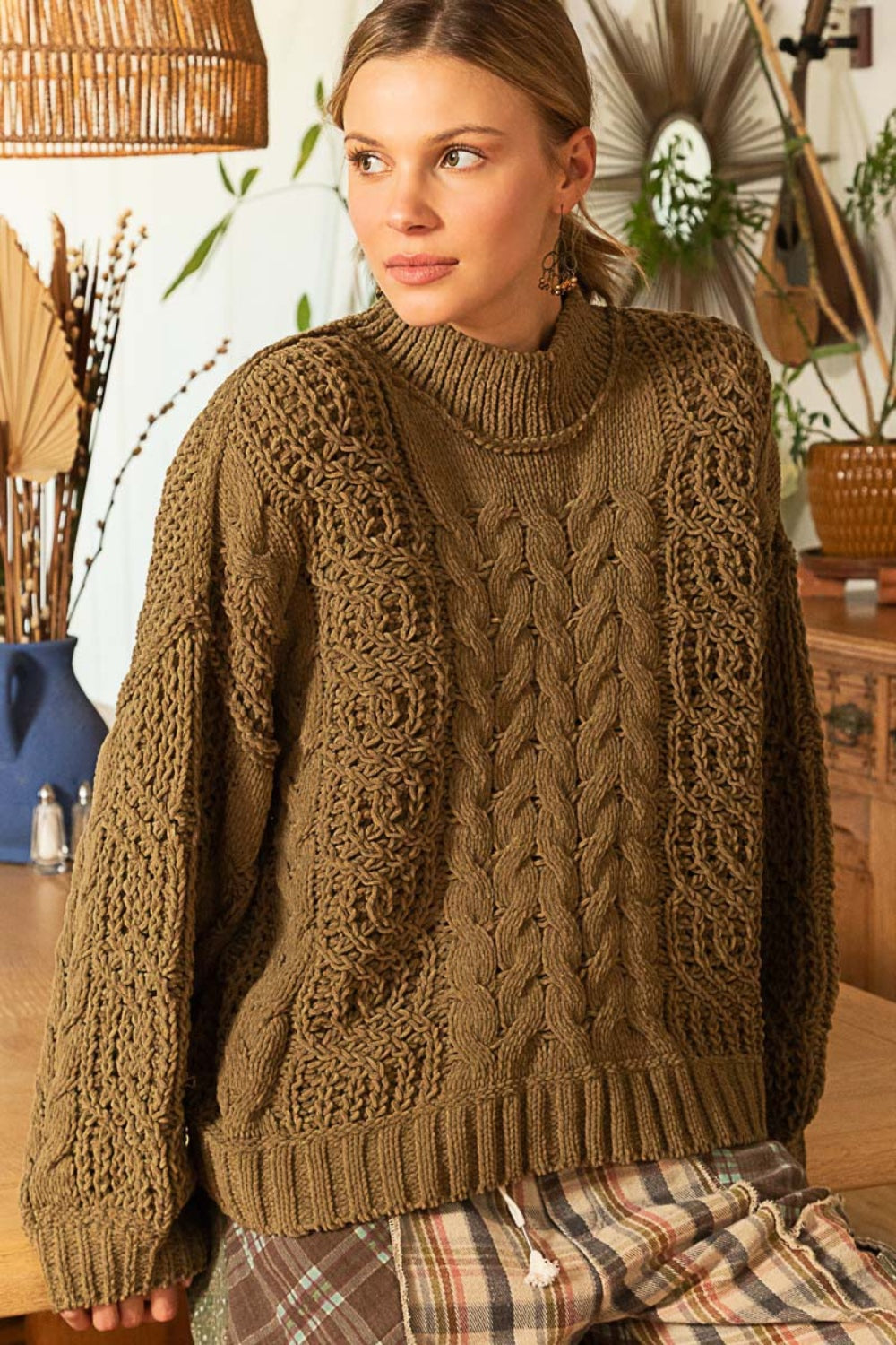 Moss Cable Knit Sweater