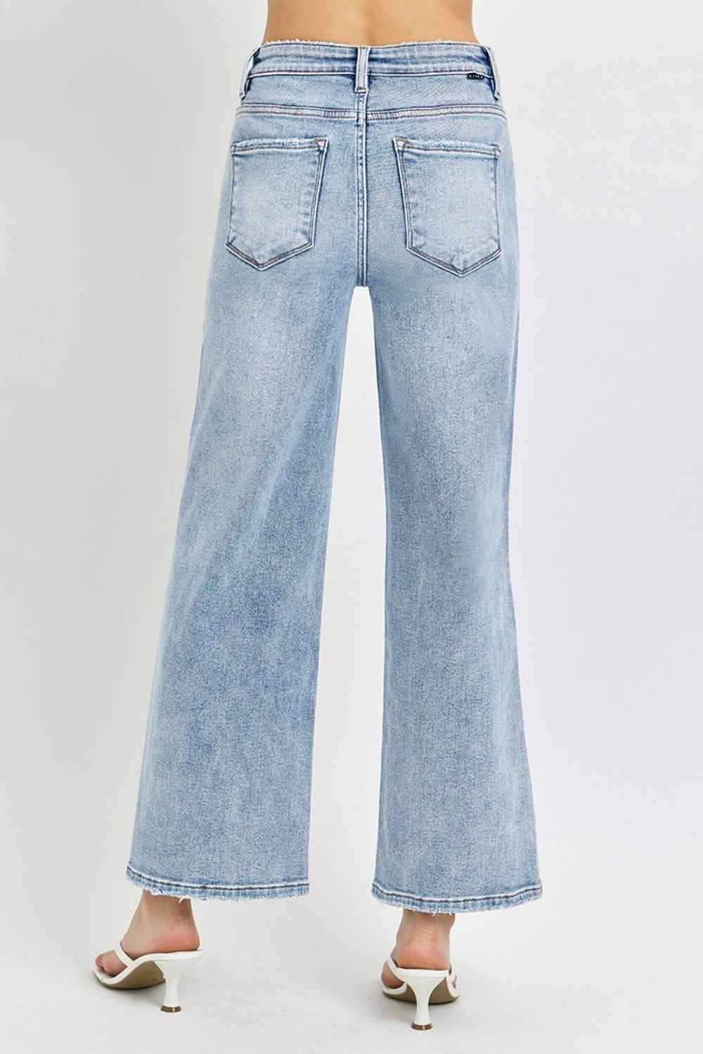 Full Size Tummy Control High Rise Crop Wide Leg Jeans